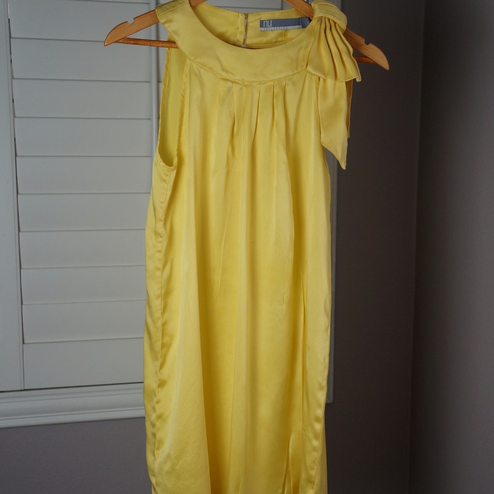 Nu Collective Satin Dress in Canary Yellow